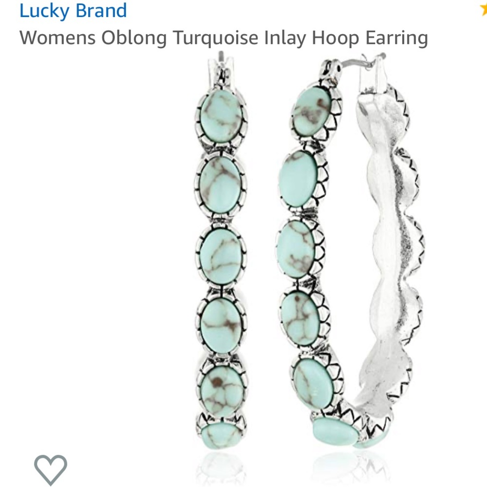 NWOT Women’s Oblong, Turquoise Inlay Hoop Earrings